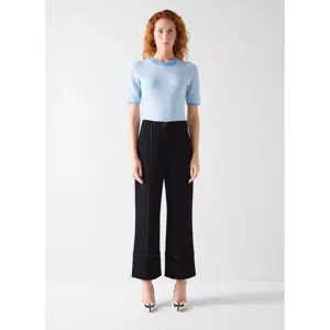 L.K. Bennett Eugine Navy Wide Cropped Trousers